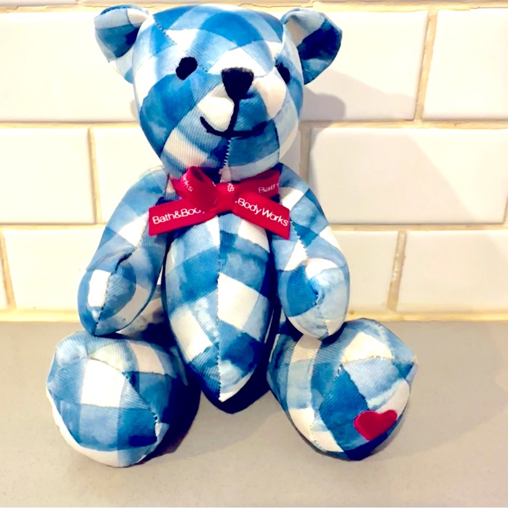 BBW Bath And Body Works Gingham Teddy Bear Limited Edition